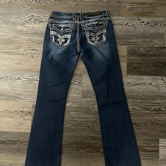 Rock Revival Dark Blue Women’s Jeans with White Stitching - Picture 7 of 12